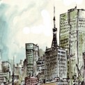 Tokyo. Encre de chine et aquarelle.